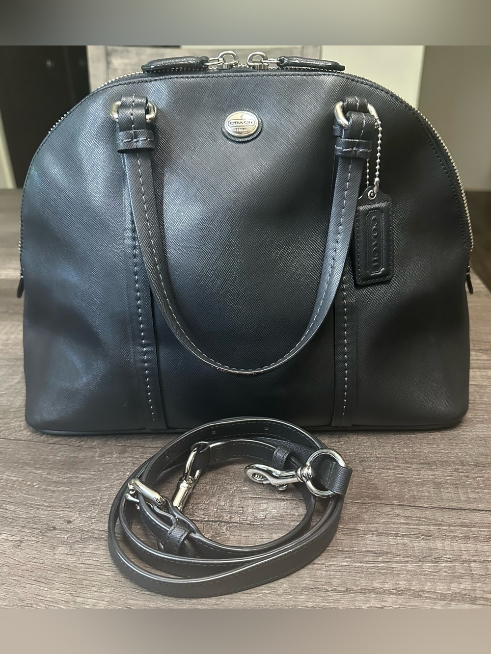 Coach Peyton Leather Cora Domed Satchel - Picture 1 of 10